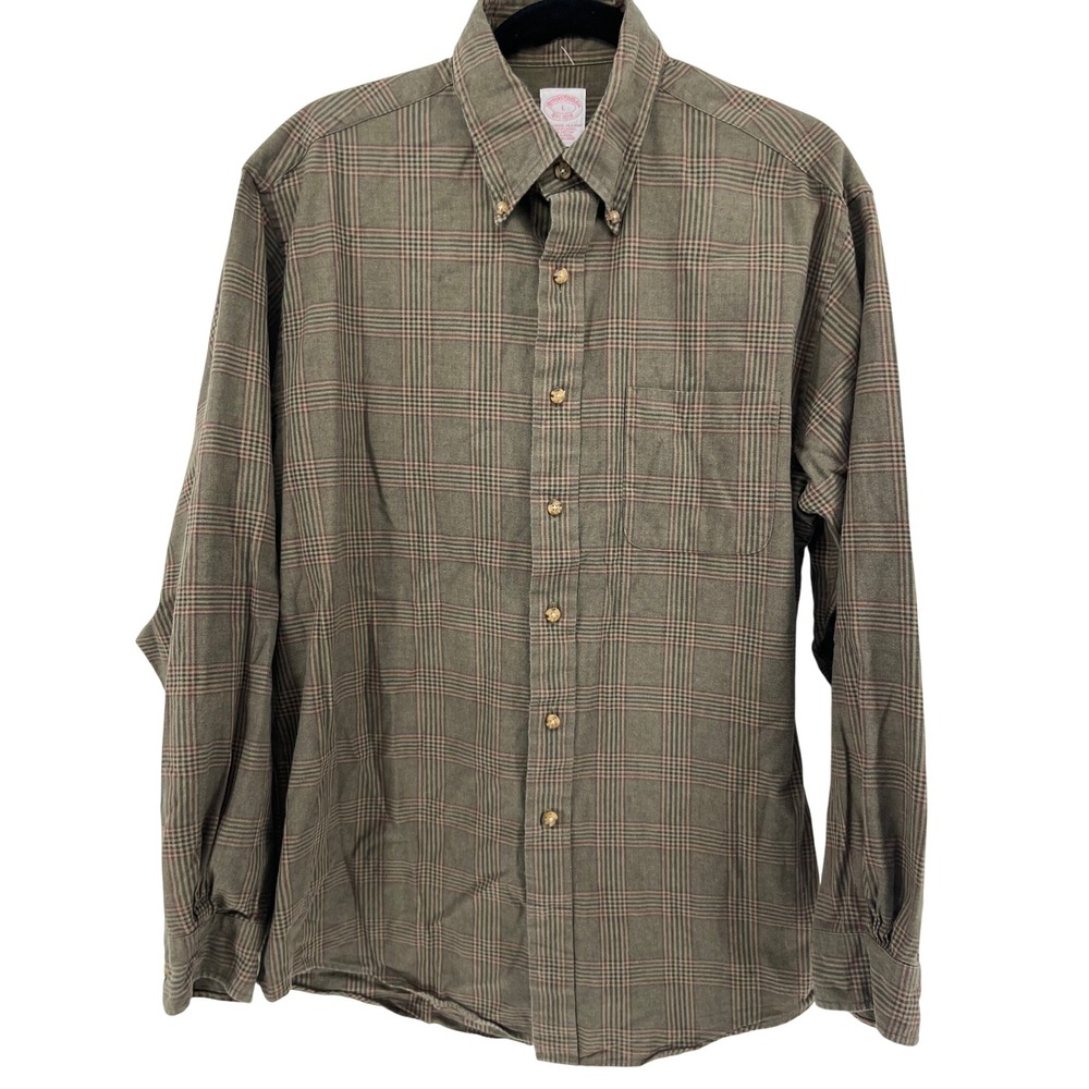 Brooks Brothers Mens Long Sleeve Plaid Button‎ Down Shirt Size L flannel